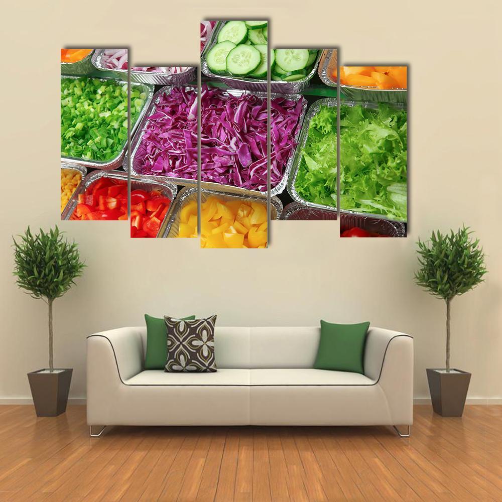 Salad Bar Canvas Wall Art-5 Pop-Gallery Wrap-47" x 32"-Tiaracle