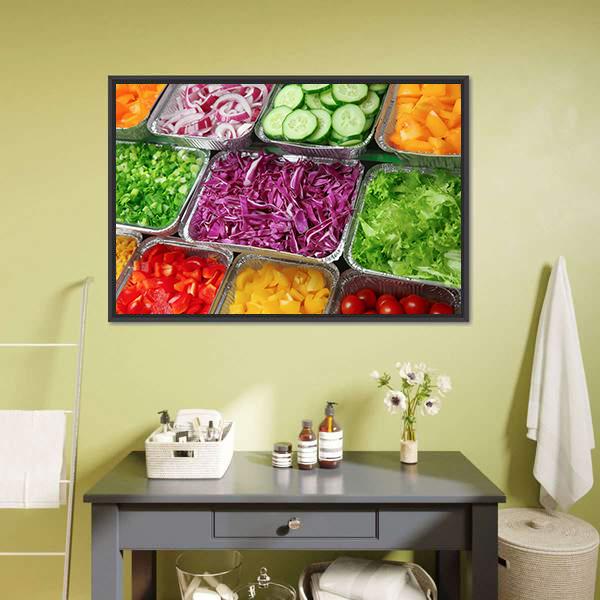 Salad Bar Canvas Wall Art-3 Horizontal-Gallery Wrap-25" x 16"-Tiaracle
