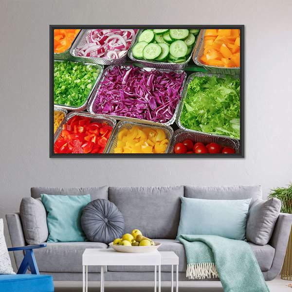 Salad Bar Canvas Wall Art-3 Horizontal-Gallery Wrap-25" x 16"-Tiaracle