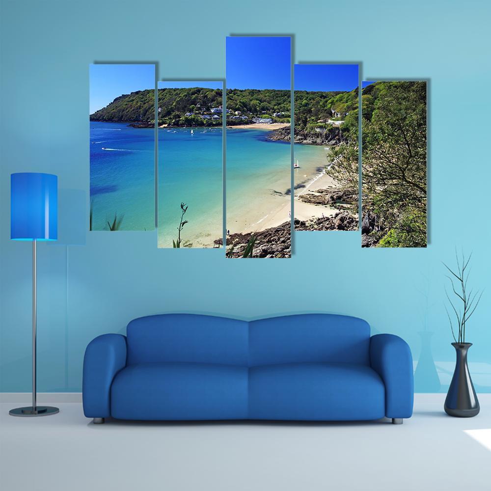 Salcombe Ria In South Devon Canvas Wall Art-5 Pop-Gallery Wrap-47" x 32"-Tiaracle