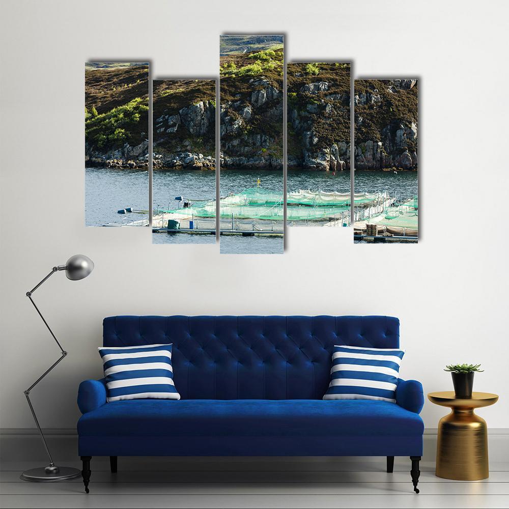 Salmon Farm Loch A Chairn Bhain Canvas Wall Art-5 Pop-Gallery Wrap-47" x 32"-Tiaracle