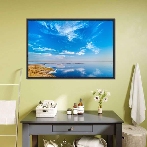 Salt Lake In Tunisia Canvas Wall Art-1 Piece-Floating Frame-24" x 16"-Tiaracle