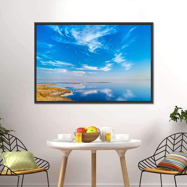 Salt Lake In Tunisia Canvas Wall Art-3 Horizontal-Gallery Wrap-25" x 16"-Tiaracle
