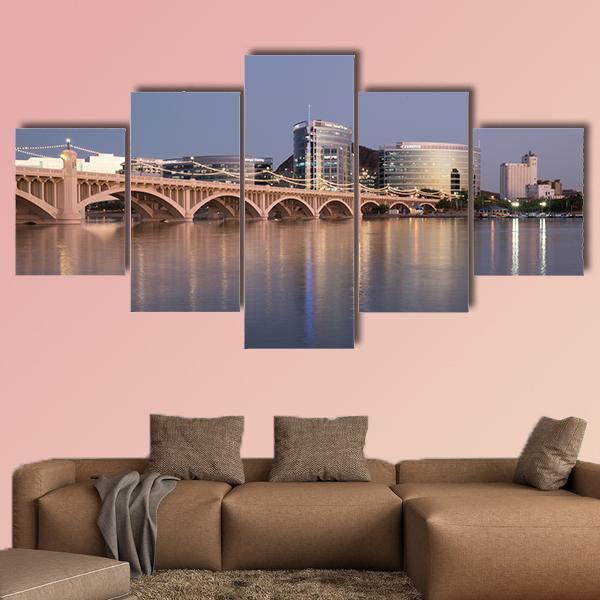 Salt River At Tempe Town Lake Canvas Wall Art-5 Star-Gallery Wrap-62" x 32"-Tiaracle