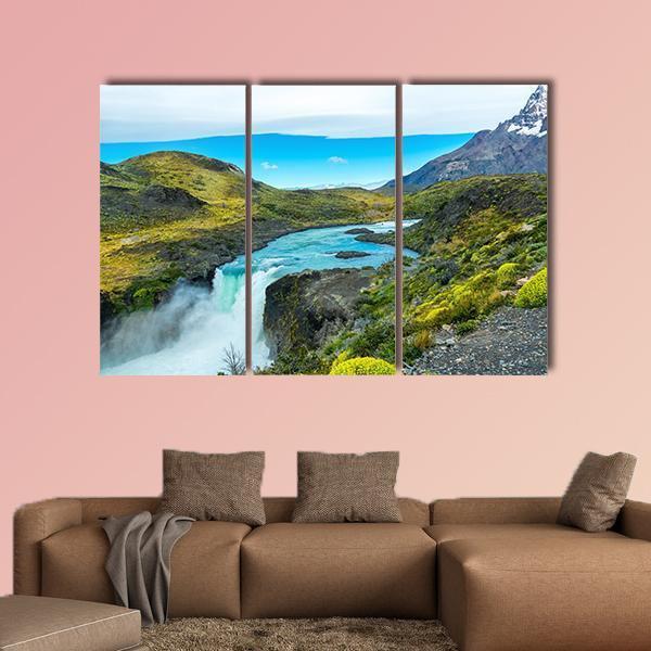 Salto Grande waterfall In Chile Canvas Wall Art-3 Horizontal-Gallery Wrap-37" x 24"-Tiaracle