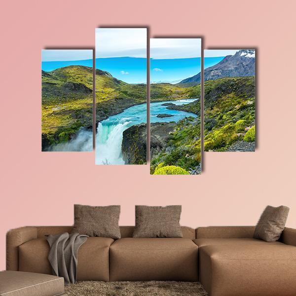 Salto Grande waterfall In Chile Canvas Wall Art-4 Pop-Gallery Wrap-50" x 32"-Tiaracle