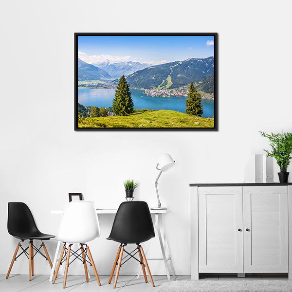 Salzburger Land With Lake Canvas Wall Art-3 Horizontal-Gallery Wrap-25" x 16"-Tiaracle
