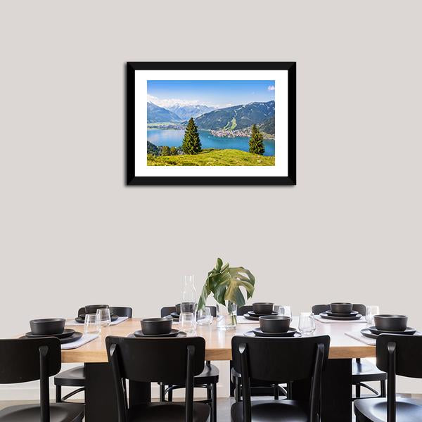 Salzburger Land With Lake Canvas Wall Art-1 Piece-Framed Print-20" x 16"-Tiaracle