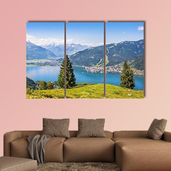 Salzburger Land With Lake Canvas Wall Art-3 Horizontal-Gallery Wrap-37" x 24"-Tiaracle