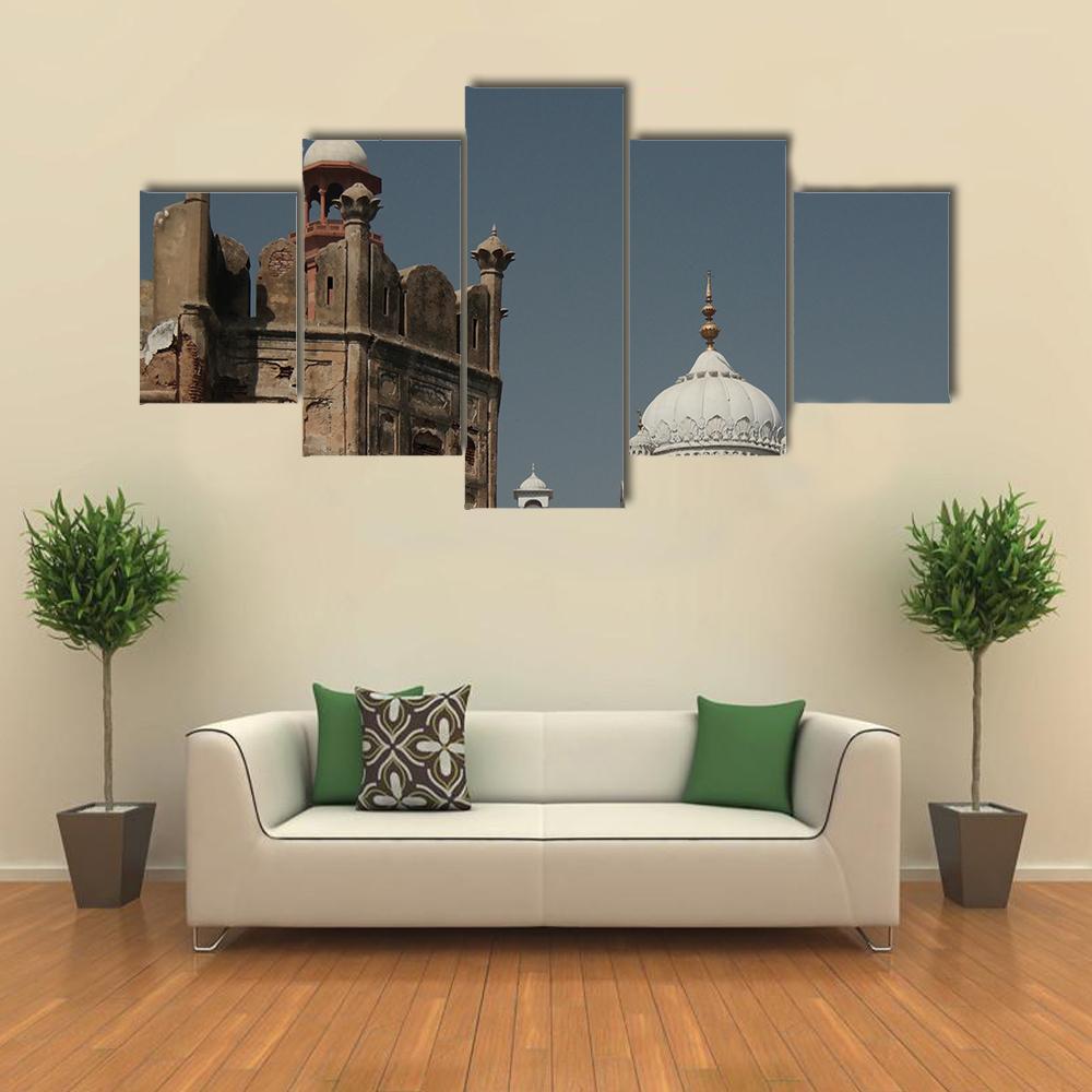 Samadhi Of Ranjit Singh And Lahore Fort Canvas Wall Art-5 Star-Gallery Wrap-42" x 21"-Tiaracle