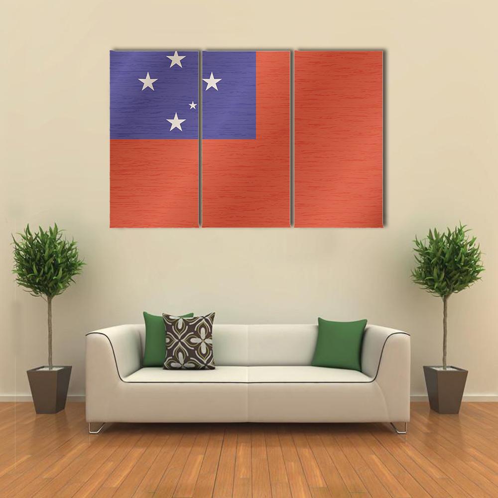 Samoa Flag Canvas Wall Art-3 Horizontal-Gallery Wrap-37" x 24"-Tiaracle