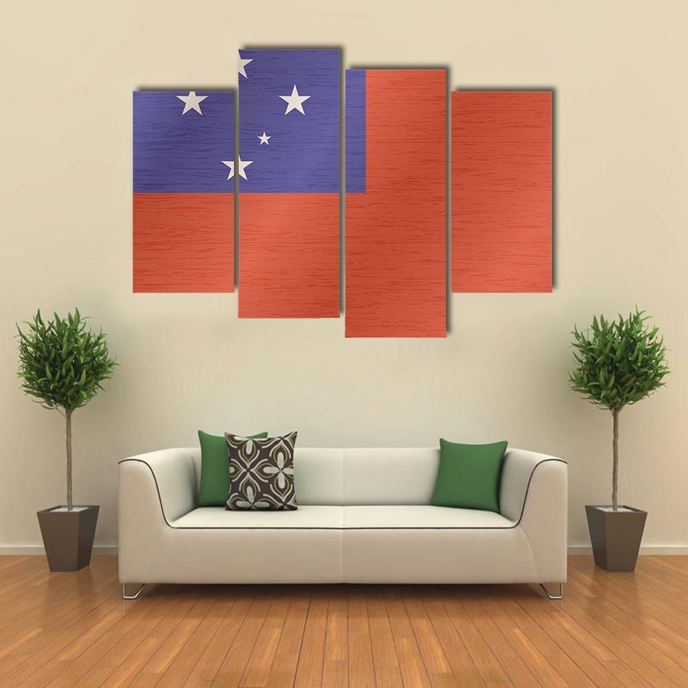 Samoa Flag Canvas Wall Art-4 Pop-Gallery Wrap-50" x 32"-Tiaracle