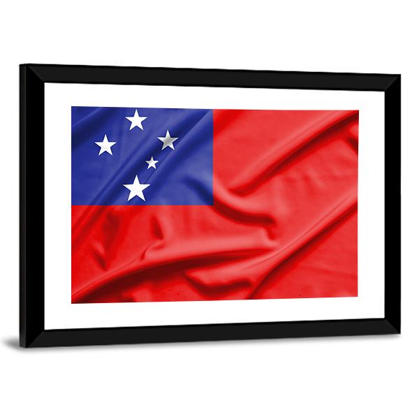Samoa Flag On Silk Texture Canvas Wall Art-3 Horizontal-Gallery Wrap-25" x 16"-Tiaracle