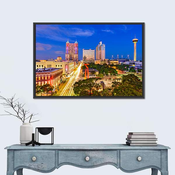 San Antonio In Texas Canvas Wall Art-1 Piece-Floating Frame-24" x 16"-Tiaracle