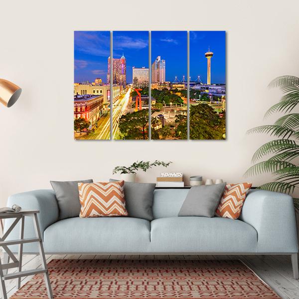 San Antonio In Texas Canvas Wall Art-4 Horizontal-Gallery Wrap-34" x 24"-Tiaracle