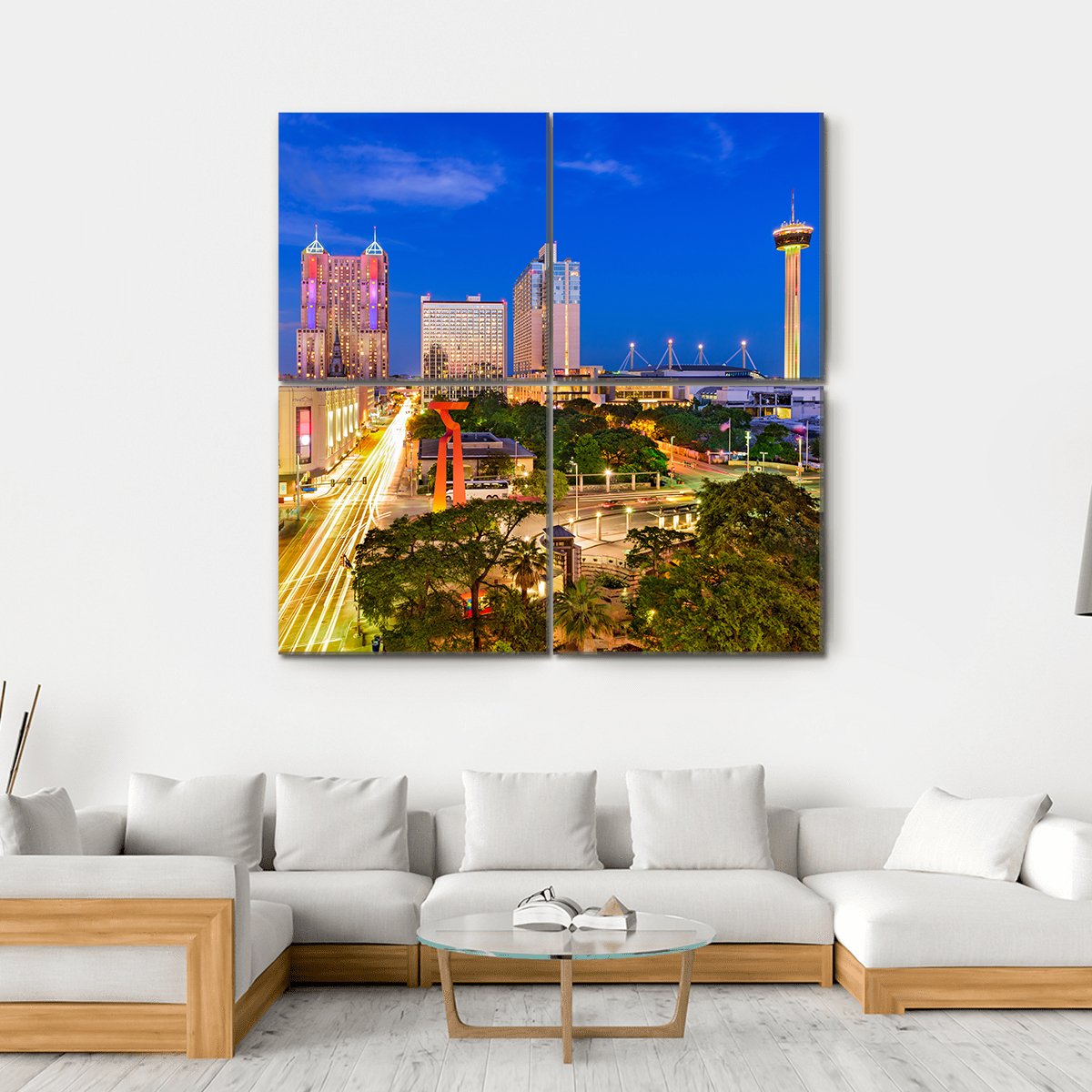 San Antonio In Texas Canvas Wall Art-4 Square-Gallery Wrap-17" x 17"-Tiaracle