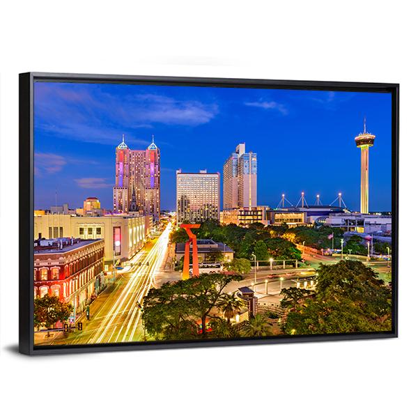 San Antonio In Texas Canvas Wall Art-3 Horizontal-Gallery Wrap-25" x 16"-Tiaracle