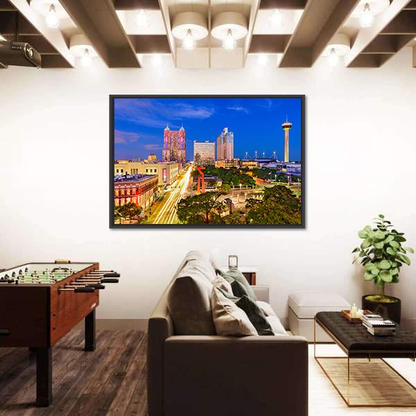 San Antonio In Texas Canvas Wall Art-3 Horizontal-Gallery Wrap-25" x 16"-Tiaracle