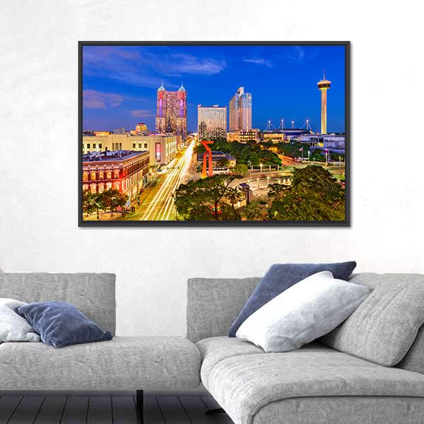 San Antonio In Texas Canvas Wall Art-3 Horizontal-Gallery Wrap-25" x 16"-Tiaracle
