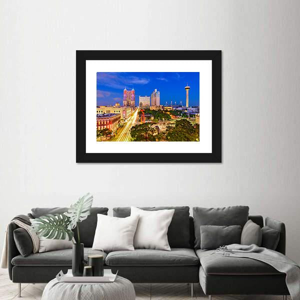 San Antonio In Texas Canvas Wall Art-3 Horizontal-Gallery Wrap-25" x 16"-Tiaracle