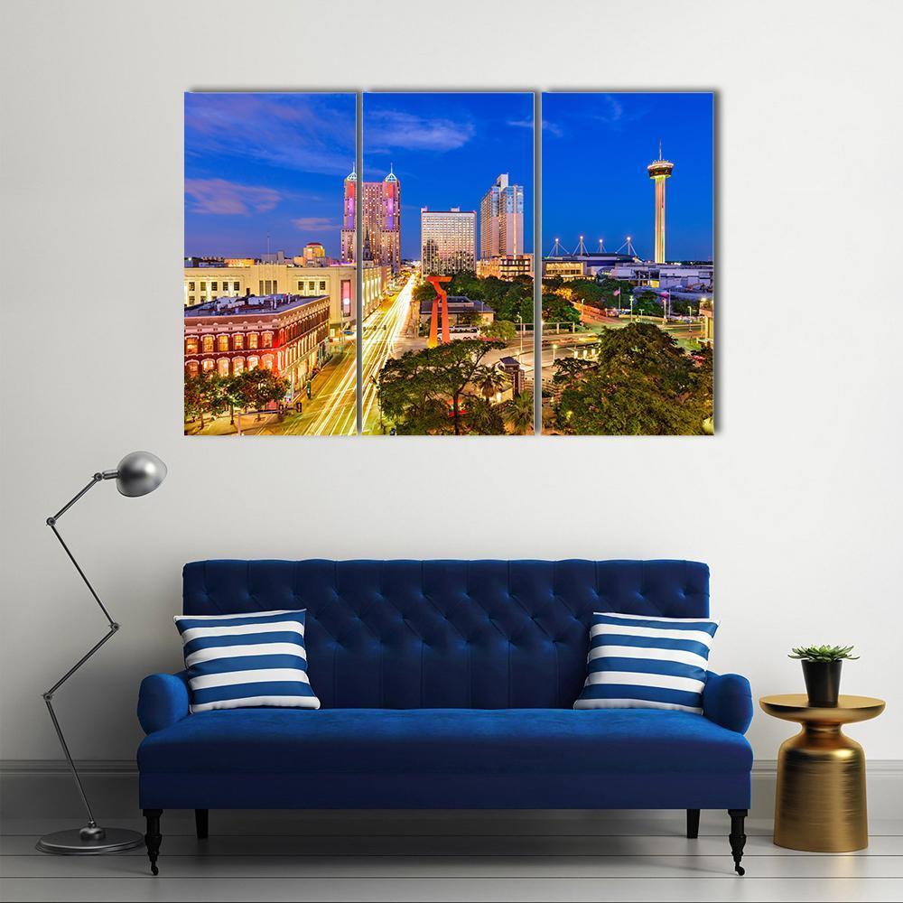 San Antonio In Texas Canvas Wall Art-3 Horizontal-Gallery Wrap-37" x 24"-Tiaracle