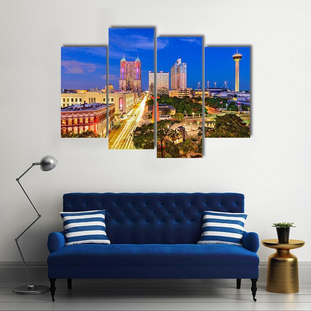 San Antonio In Texas Canvas Wall Art-4 Pop-Gallery Wrap-50" x 32"-Tiaracle