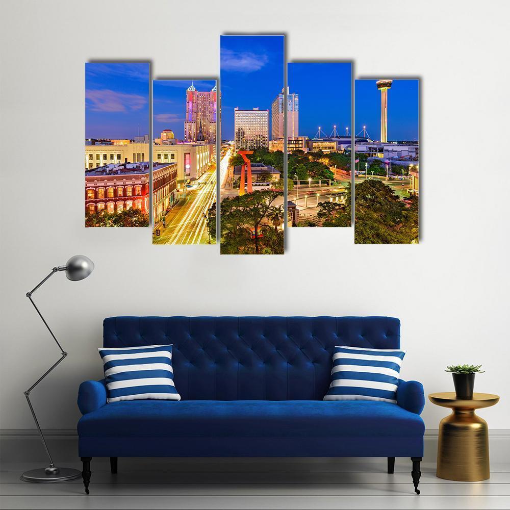 San Antonio In Texas Canvas Wall Art-5 Pop-Gallery Wrap-47" x 32"-Tiaracle