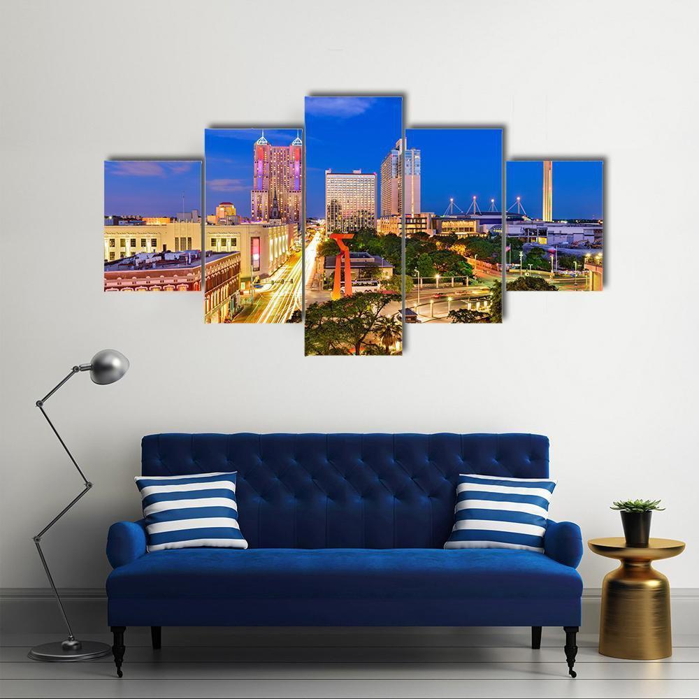 San Antonio In Texas Canvas Wall Art-5 Star-Gallery Wrap-62" x 32"-Tiaracle