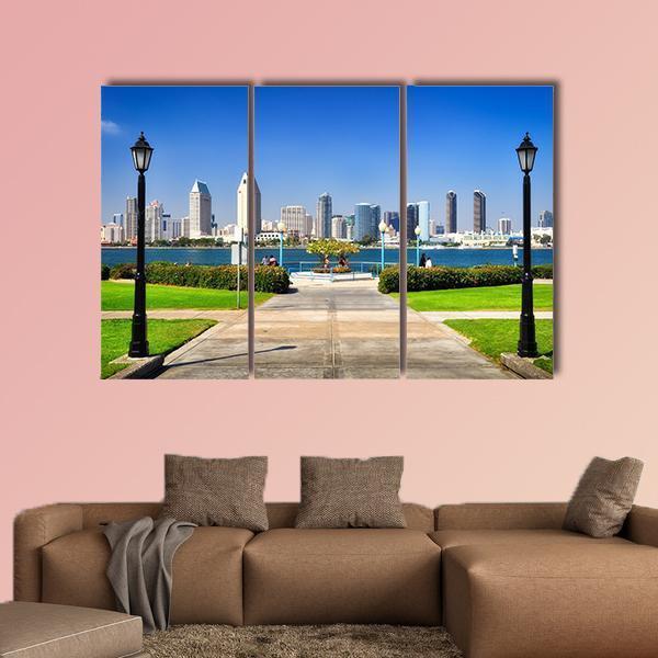 San Diego City View From The Park Canvas Wall Art-3 Horizontal-Gallery Wrap-37" x 24"-Tiaracle