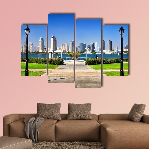 San Diego City View From The Park Canvas Wall Art-4 Pop-Gallery Wrap-50" x 32"-Tiaracle