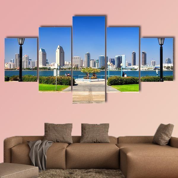 San Diego City View From The Park Canvas Wall Art-5 Star-Gallery Wrap-62" x 32"-Tiaracle