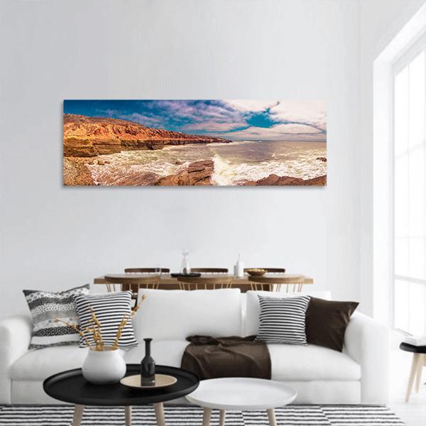 San Diego Cliff In California Panoramic Canvas Wall Art-1 Piece-36" x 12"-Tiaracle