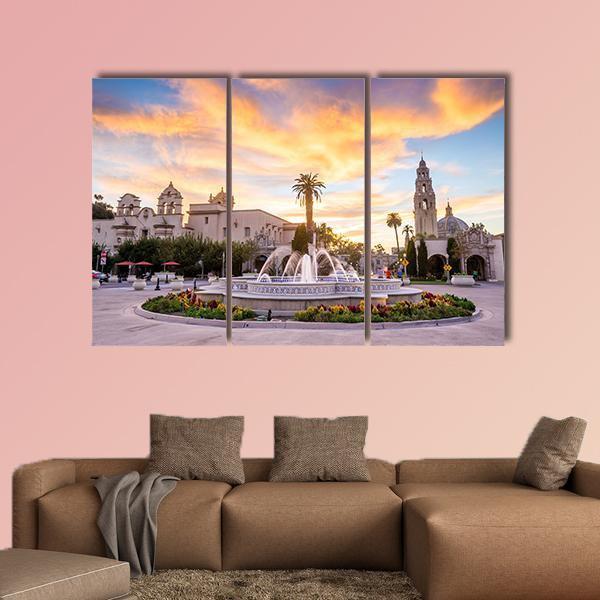 San Diego's Balboa Park At Twilight Canvas Wall Art-3 Horizontal-Gallery Wrap-37" x 24"-Tiaracle