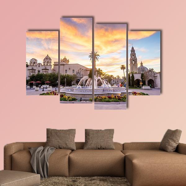 San Diego's Balboa Park At Twilight Canvas Wall Art-4 Pop-Gallery Wrap-50" x 32"-Tiaracle