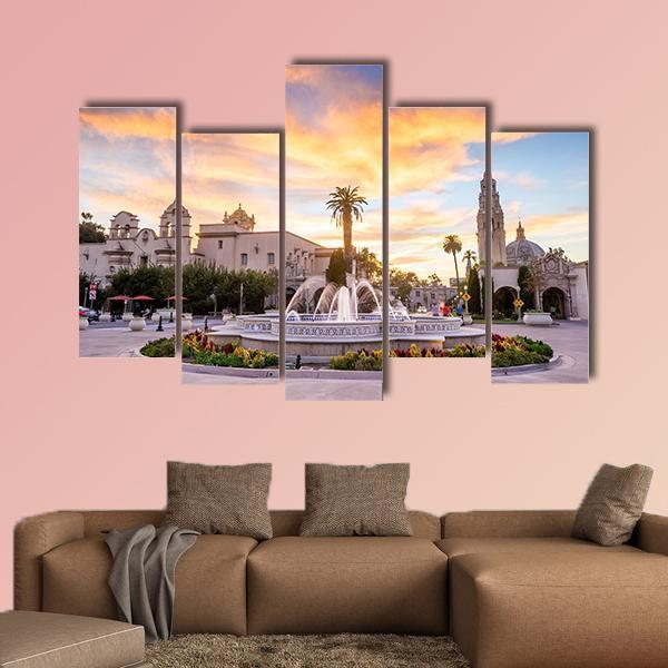 San Diego's Balboa Park At Twilight Canvas Wall Art-5 Pop-Gallery Wrap-47" x 32"-Tiaracle