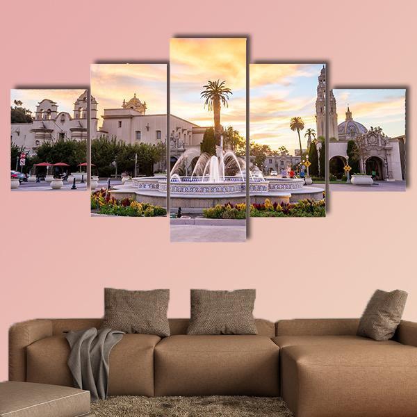 San Diego's Balboa Park At Twilight Canvas Wall Art-5 Star-Gallery Wrap-62" x 32"-Tiaracle