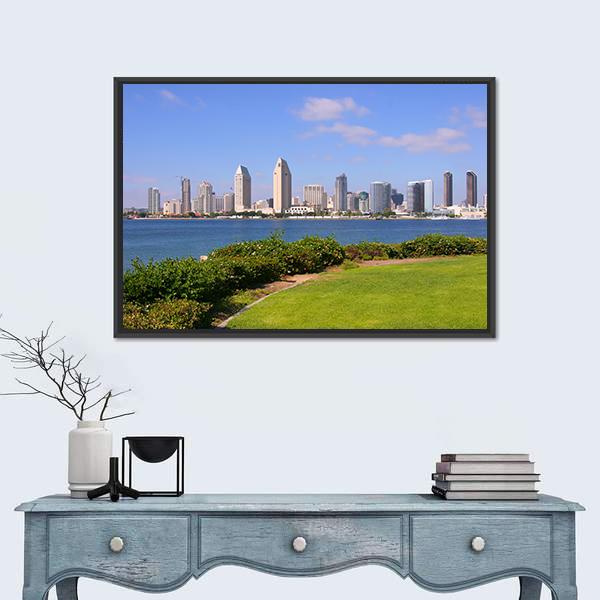 San Diego Skyline Canvas Wall Art-1 Piece-Floating Frame-24" x 16"-Tiaracle
