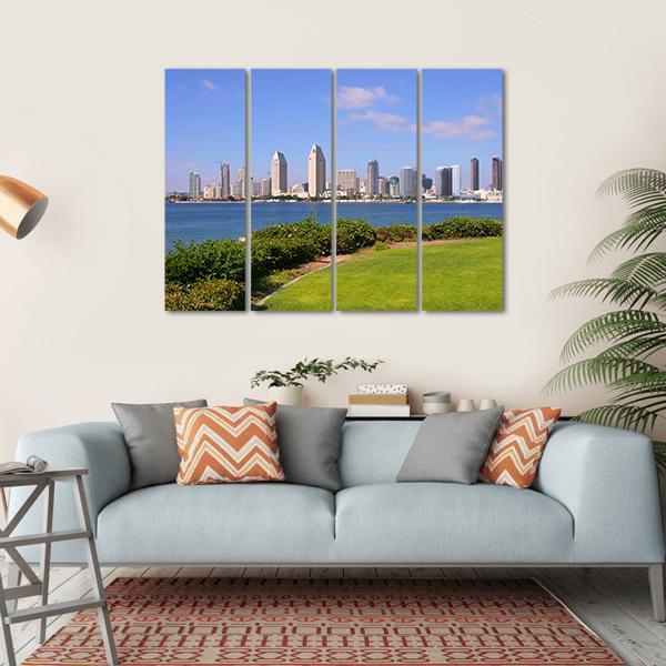 San Diego Skyline Canvas Wall Art-4 Horizontal-Gallery Wrap-34" x 24"-Tiaracle