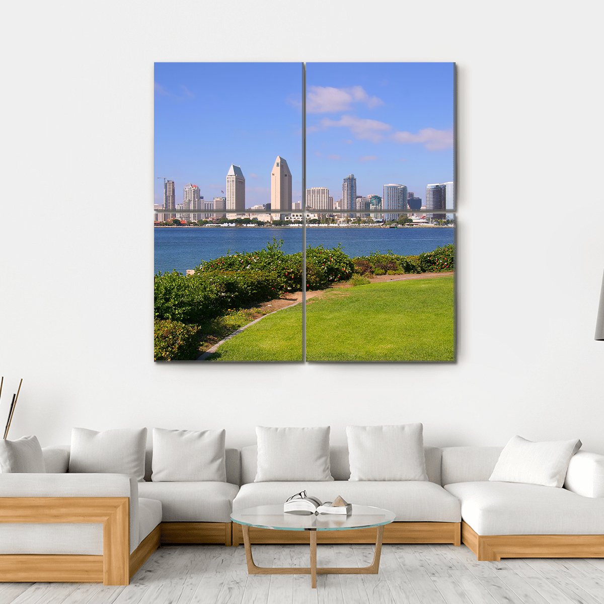 San Diego Skyline Canvas Wall Art-4 Square-Gallery Wrap-17" x 17"-Tiaracle