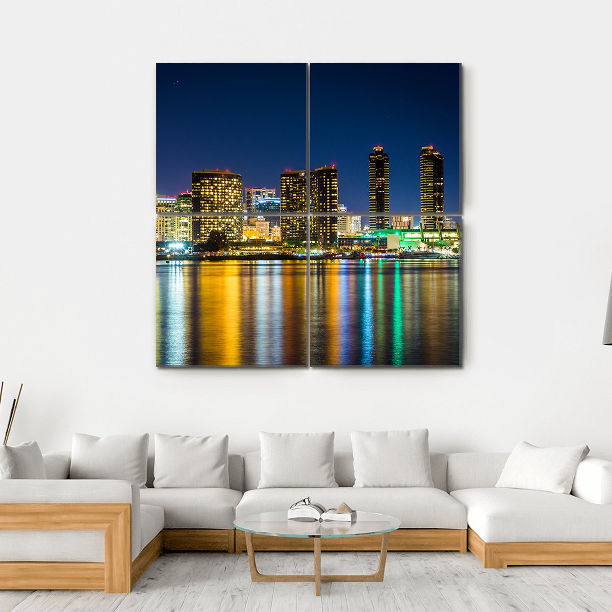 San Diego Skyline From Centennial Park Canvas Wall Art-4 Square-Gallery Wrap-17" x 17"-Tiaracle