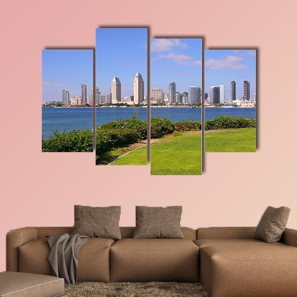 San Diego Skyline Canvas Wall Art-4 Pop-Gallery Wrap-50" x 32"-Tiaracle