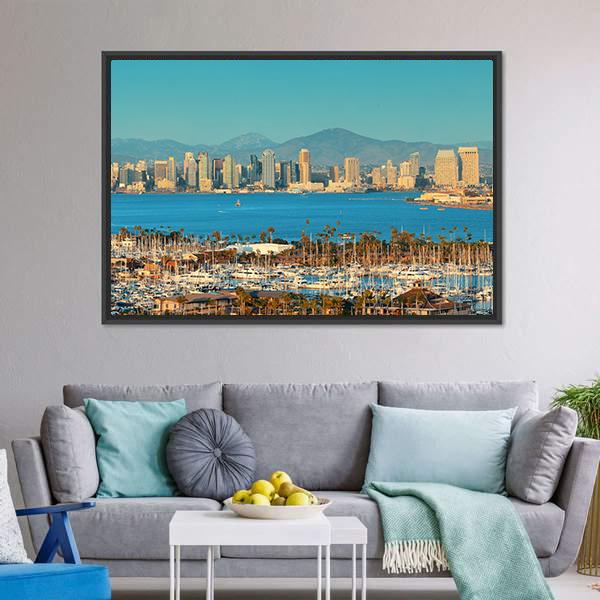 San Diego Skyline Panoramic Canvas Wall Art-1 Piece-36" x 12"-Tiaracle