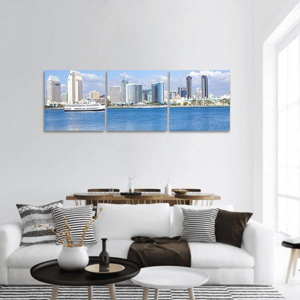 San Diego Skyline Panoramic Canvas Wall Art-3 Piece-25" x 08"-Tiaracle