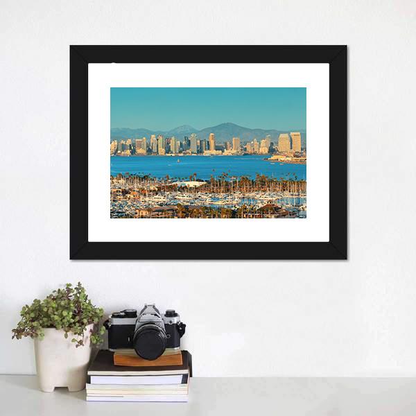 San Diego Skyline Panoramic Canvas Wall Art-1 Piece-36" x 12"-Tiaracle