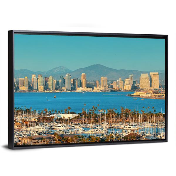 San Diego Skyline Panoramic Canvas Wall Art-1 Piece-36" x 12"-Tiaracle
