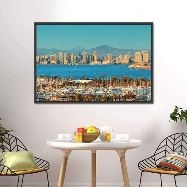 San Diego Skyline Panoramic Canvas Wall Art-1 Piece-36" x 12"-Tiaracle