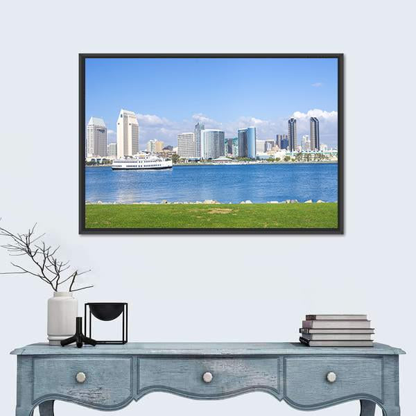 San Diego Skyline View From Coronado Island Canvas Wall Art-1 Piece-Floating Frame-24" x 16"-Tiaracle