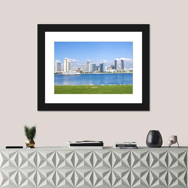 San Diego Skyline View From Coronado Island Canvas Wall Art-1 Piece-Framed Print-20" x 16"-Tiaracle