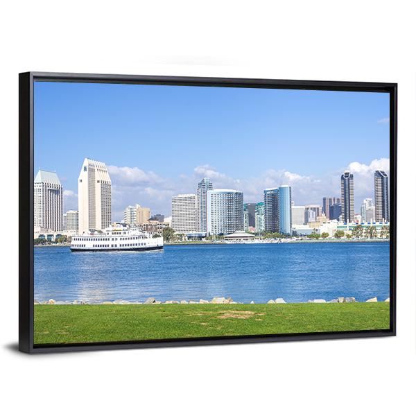 San Diego Skyline View From Coronado Island Canvas Wall Art-3 Horizontal-Gallery Wrap-25" x 16"-Tiaracle