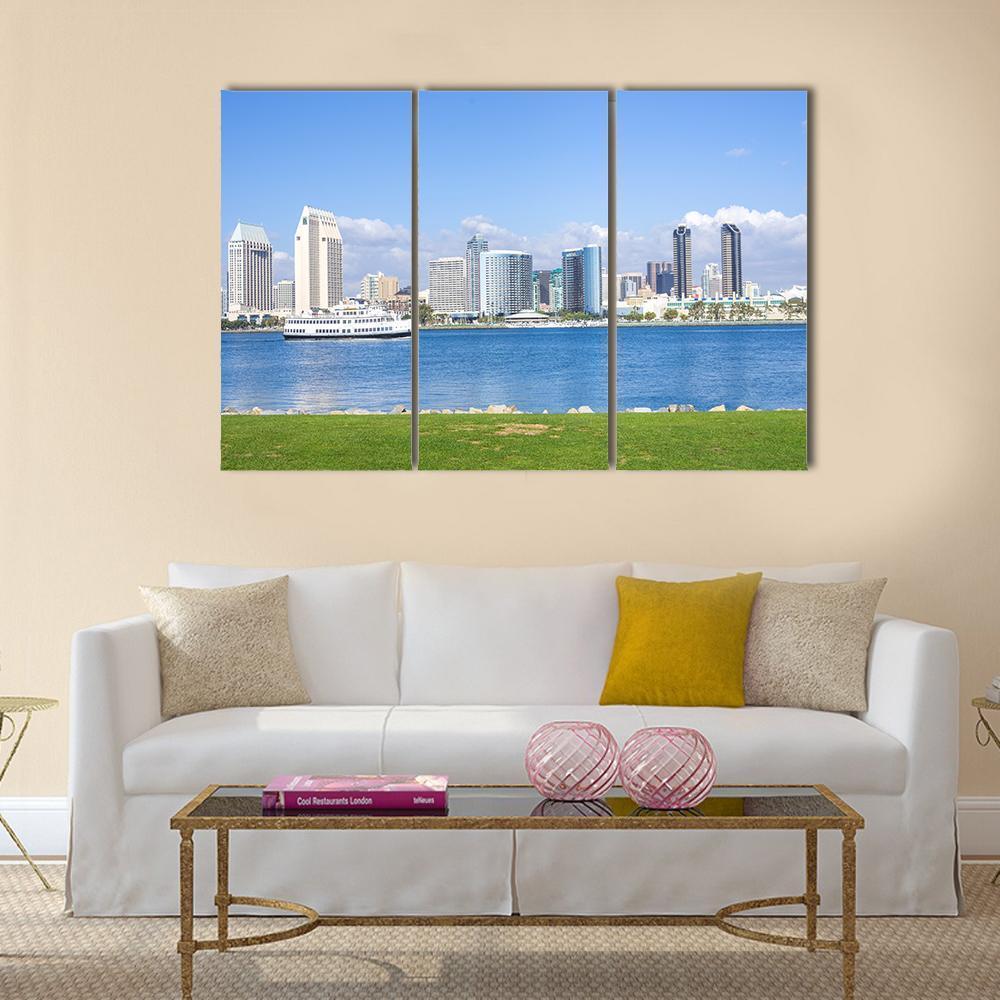 San Diego Skyline View From Coronado Island Canvas Wall Art-3 Horizontal-Gallery Wrap-37" x 24"-Tiaracle